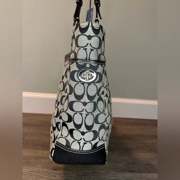 Coach Signature Black and Gray Tote - Picture 3 of 16